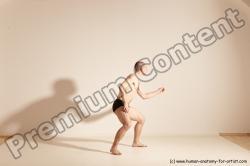 Underwear Gymnastic poses Man White Slim Bald Dancing Dynamic poses Academic